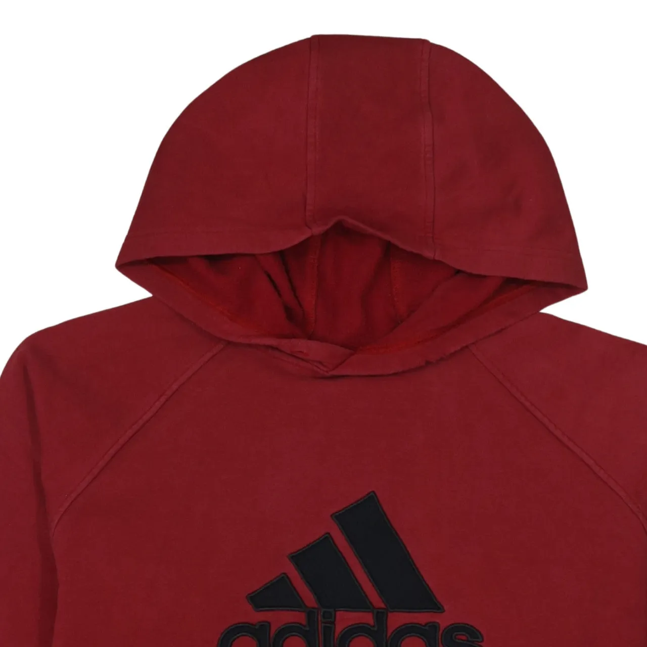 Adidas Burgundy Red Hoodie Men's Large Embroidered Big Logo Contrast Hem Pullover Sweatshirt sold by Vintage Club product image thumbnail 3
