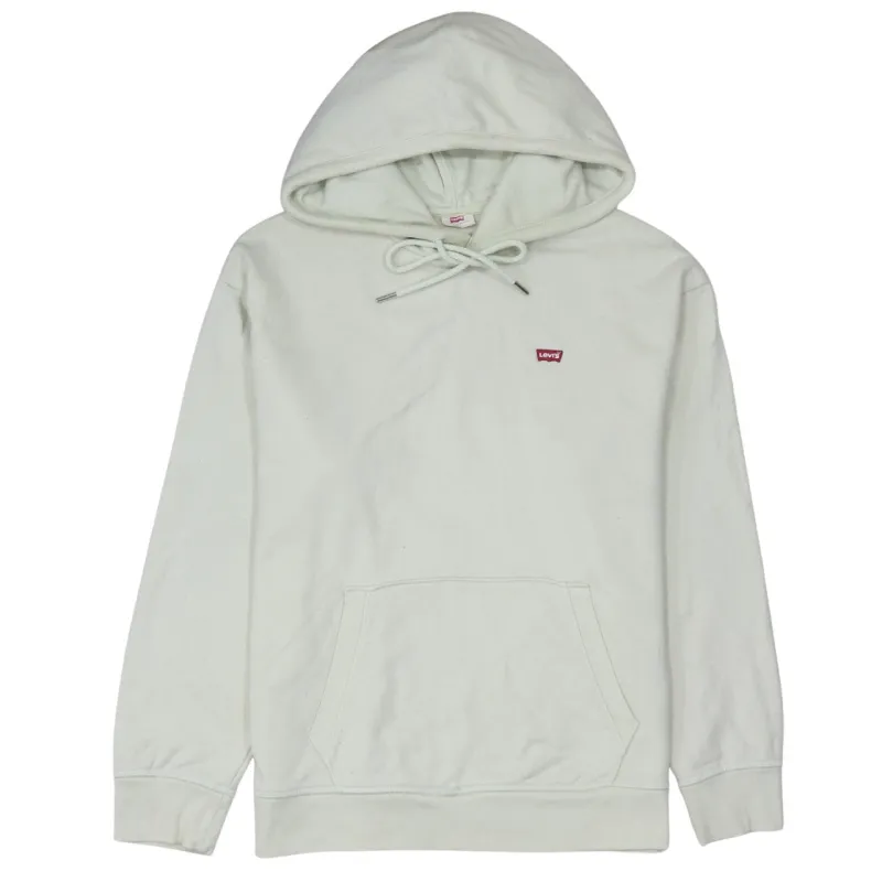 Levi's Beige Cream Hoodie Women's Medium Small Red Tab Logo Front Pocket Pullover Sweatshirt sold by Vintage Club