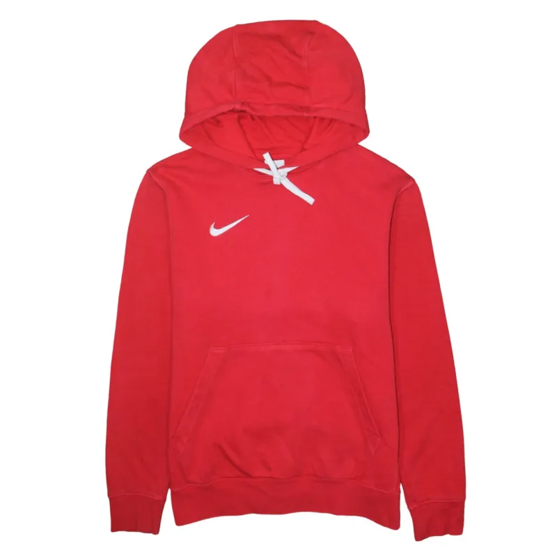 Nike Red Hoodie Men’s Small Printed Swoosh Logo Front Pocket Pullover Sweatshirt sold by Vintage Club