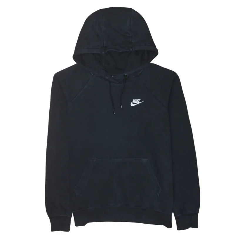 Nike Black Hoodie Men’s Small Embroidered Swoosh Logo Front Pocket Pullover Sweatshirt sold by Vintage Club