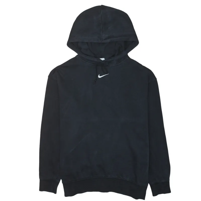 Nike Black Hoodie Men's Small Embroidered Swoosh Drawstring Hood Pullover Sweatshirt sold by Vintage Club