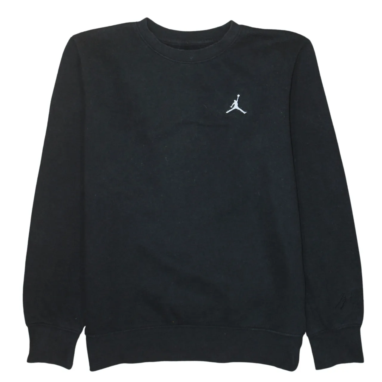 Jordan Black Sweatshirt Women’s XLarge Embroidered Jumpman Logo Crewneck Pullover Jumper sold by Vintage Club