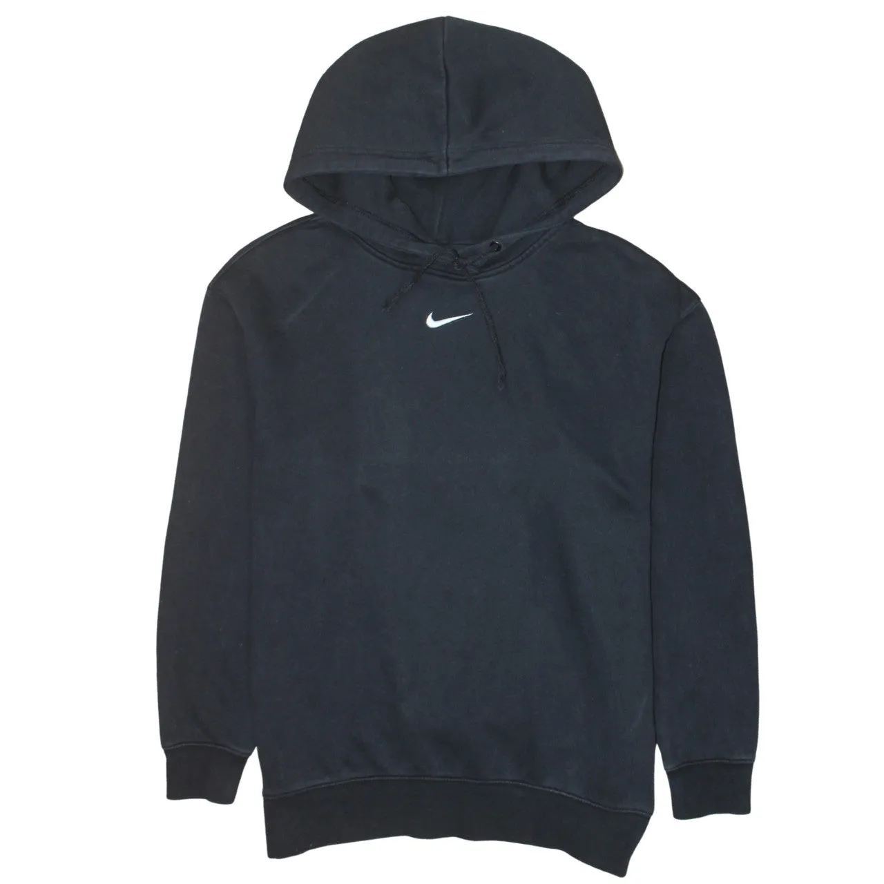 Nike Black Pullover Hoodie Men's Small Embroidered Swoosh Drawstring Cuffs Sweatshirt sold by Vintage Club