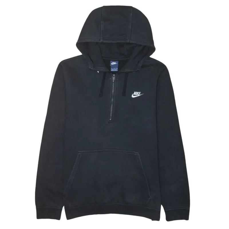 Nike Black Half Zip Hoodie Women’s Large Embroidered Swoosh Front Pocket Pullover Sweatshirt sold by Vintage Club