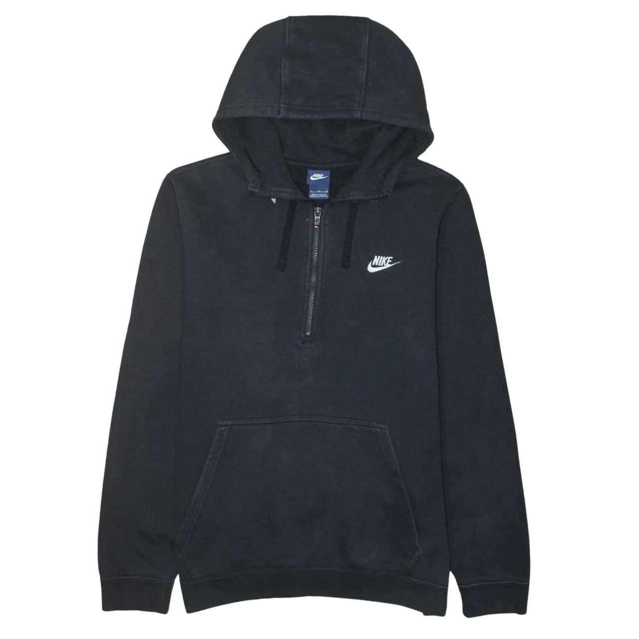 Nike Black Half Zip Hoodie Women’s Large Embroidered Swoosh Front Pocket Pullover Sweatshirt sold by Vintage Club