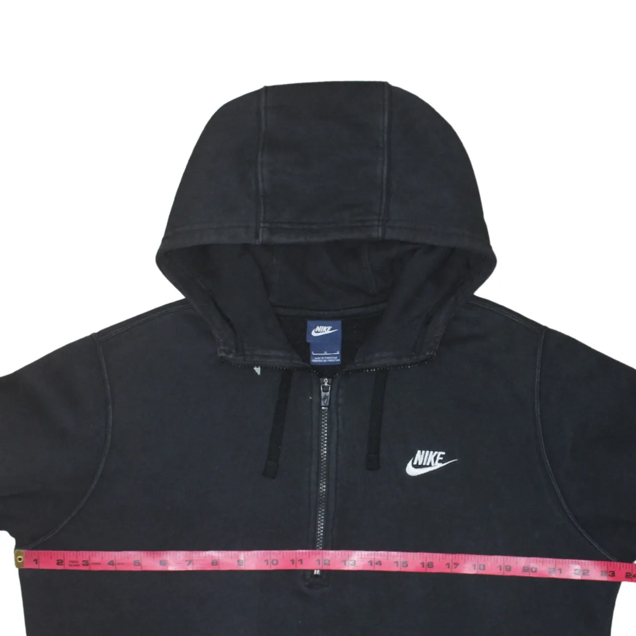 Nike Black Half Zip Hoodie Women’s Large Embroidered Swoosh Front Pocket Pullover Sweatshirt sold by Vintage Club product image thumbnail 5