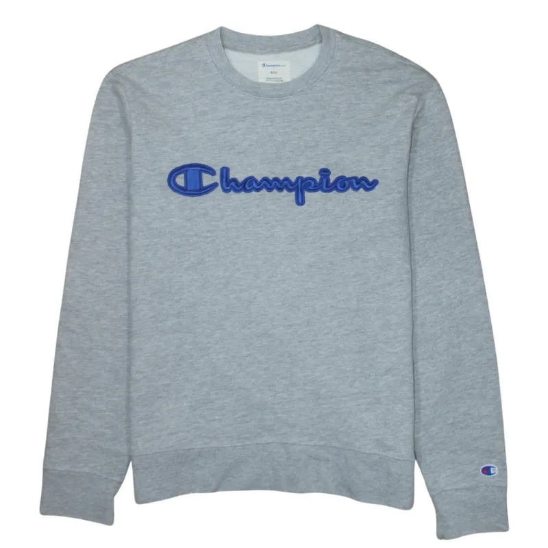 Champion 90's Spellout Crew Neck Sweatshirt Medium Grey sold by Vintage Club
