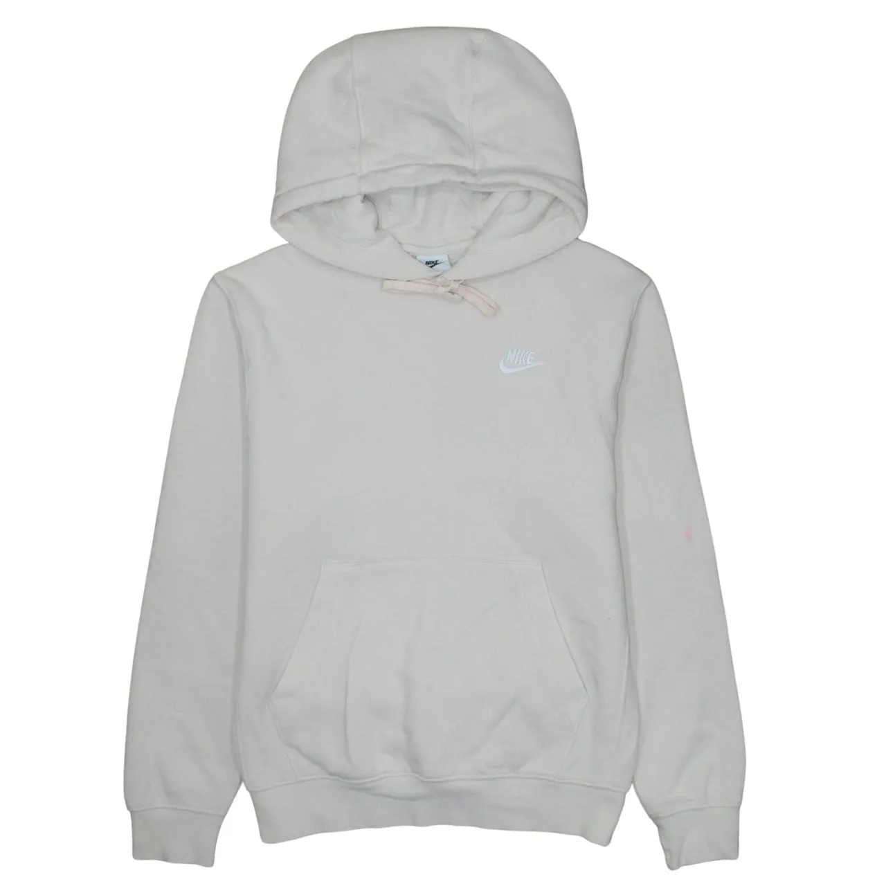 Nike Beige Cream Hoodie Men's XSmall Embroidered Swoosh Front Pocket Fleece Pullover Sweatshirt sold by Vintage Club