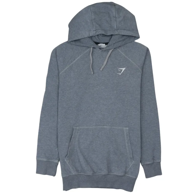 Gymshark Grey Hoodie Men’s XSmall Embroidered Chest Logo Drawstring Pullover Sweatshirt sold by Vintage Club