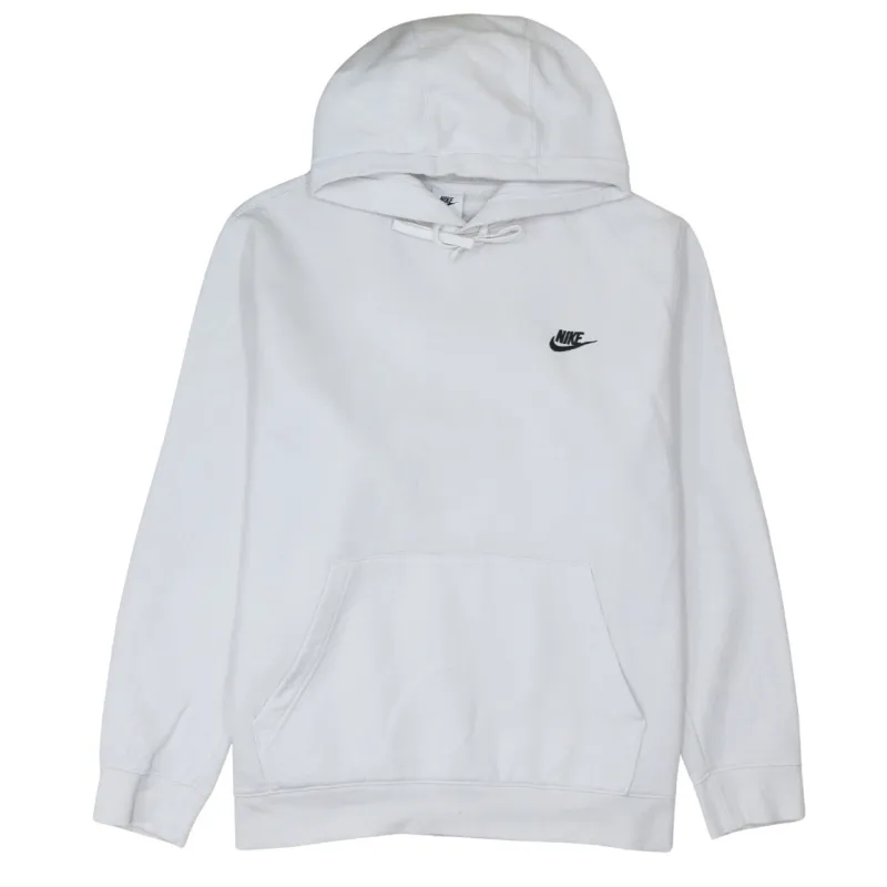 Nike White Hoodie Women’s XLarge Embroidered Swoosh Logo Front Pocket Pullover Sweatshirt sold by Vintage Club