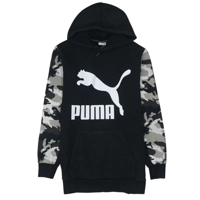 Puma Black Camo Sleeve Hoodie Men's Small Printed Big Logo Pullover Sweatshirt sold by Vintage Club