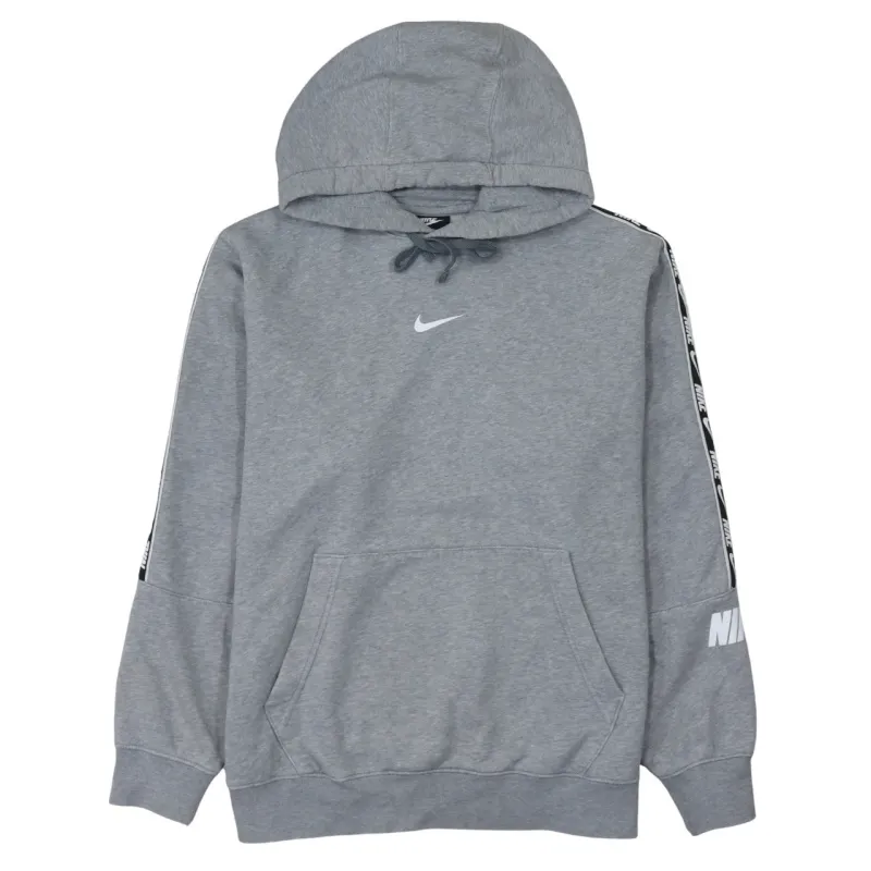 Nike Grey Hoodie Men's Medium Embroidered Swoosh Logo Branded Sleeve Tape Pullover Sweatshirt sold by Vintage Club
