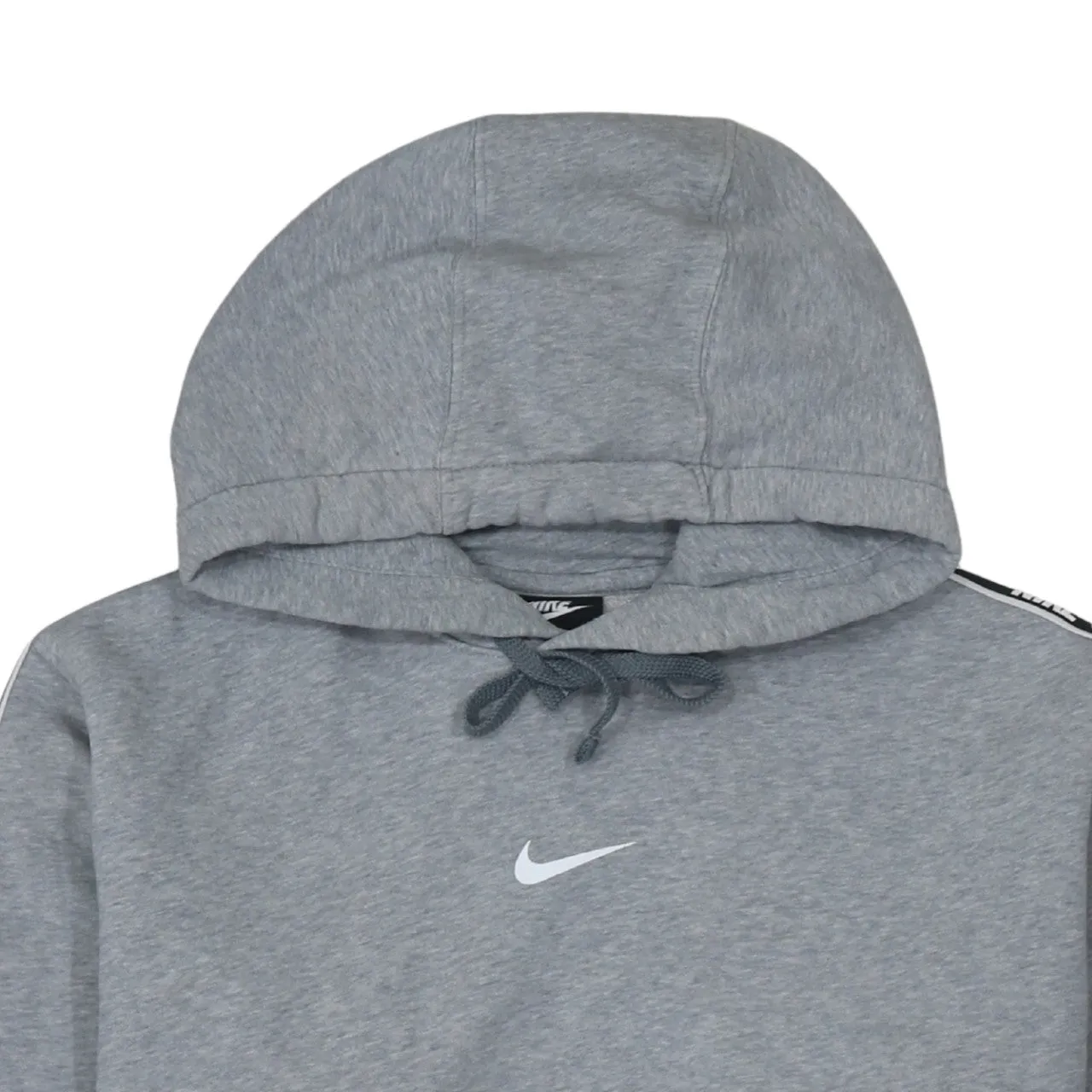 Nike Grey Hoodie Men's Medium Embroidered Swoosh Logo Branded Sleeve Tape Pullover Sweatshirt sold by Vintage Club product image thumbnail 3