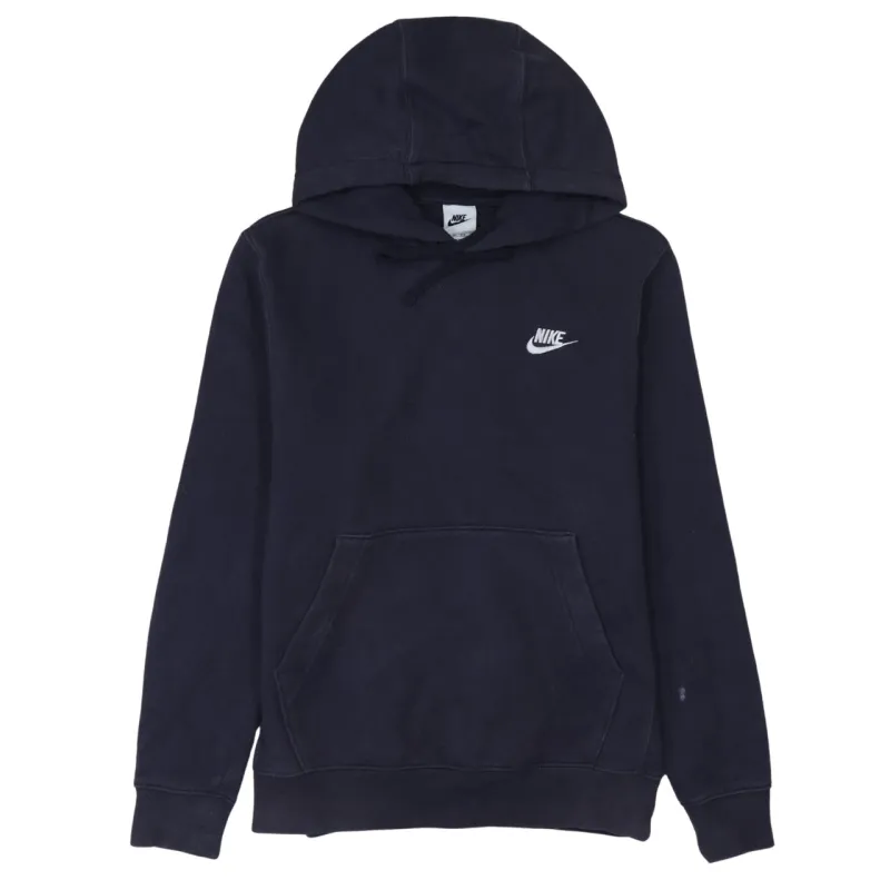 Nike Navy Blue Hoodie Men's XSmall Embroidered Chest Logo Drawstring Pullover Sweatshirt sold by Vintage Club