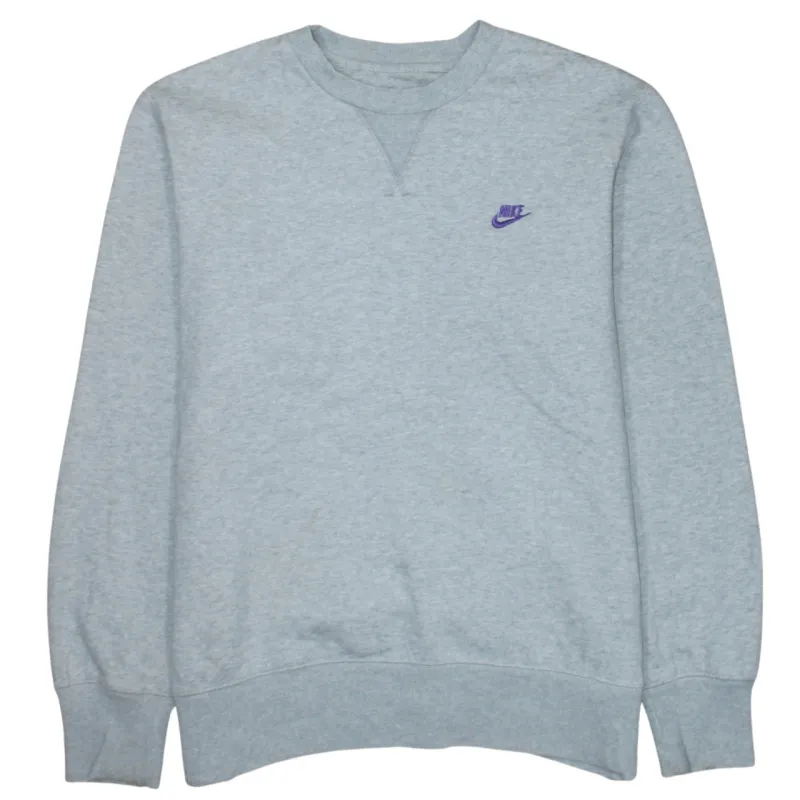 Nike Grey Sweatshirt Men's XLarge Embroidered Purple Swoosh Logo Crewneck Pullover Fleece Top sold by Vintage Club