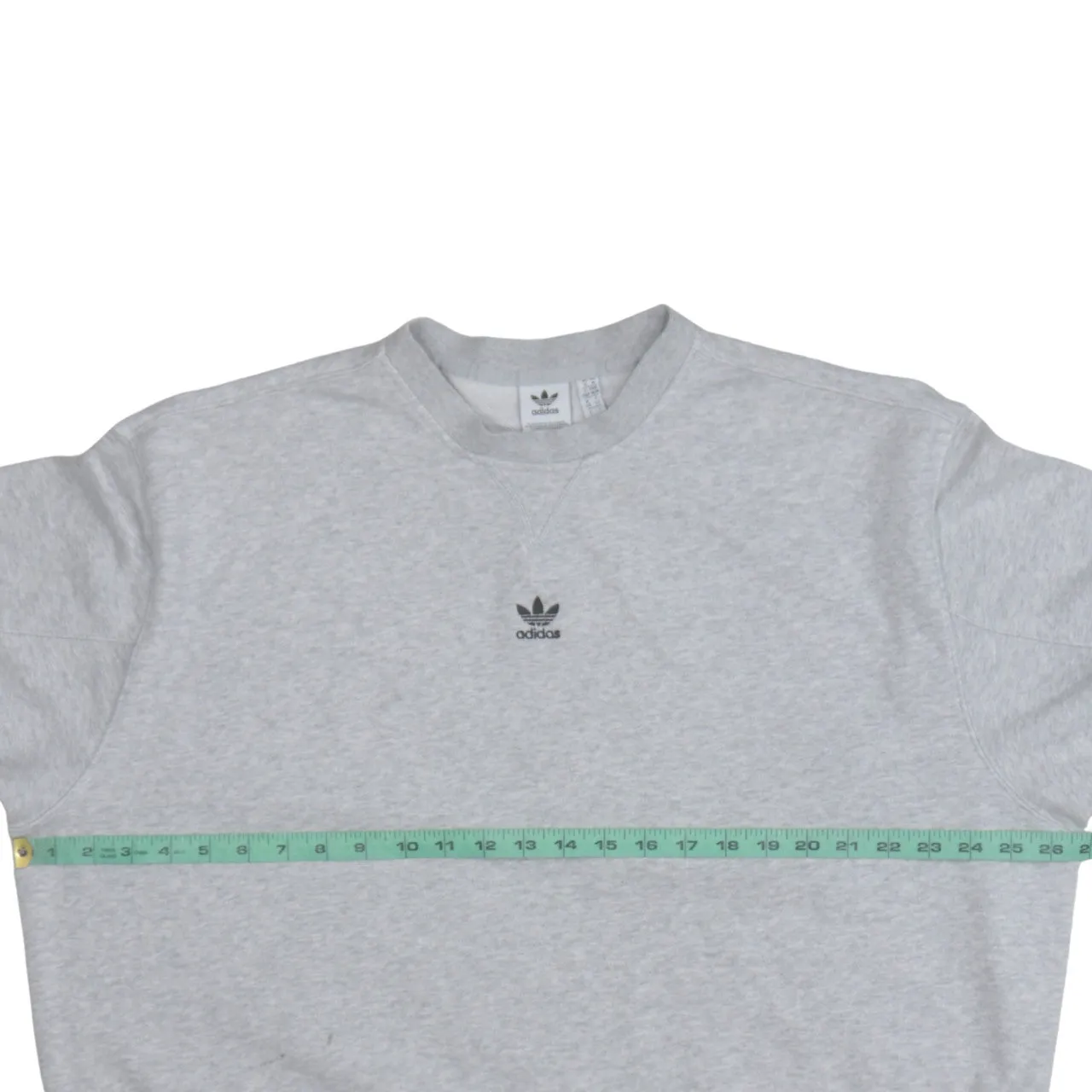 Adidas Light Grey Sweatshirt Women’s Medium Embroidered Trefoil Logo Crewneck Pullover Top sold by Vintage Club product image thumbnail 5