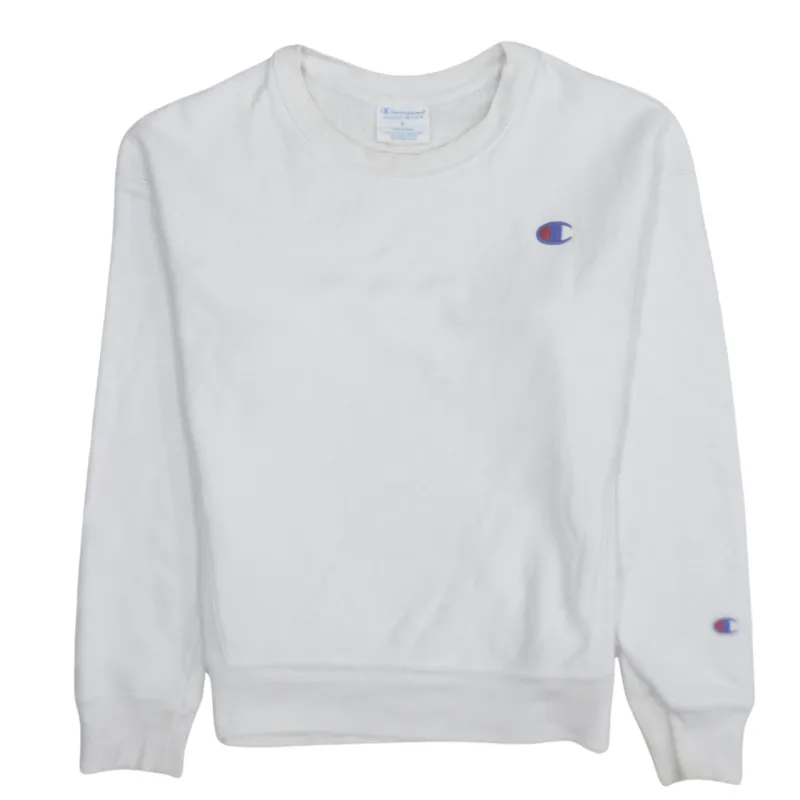 Champion White Crewneck Sweatshirt Men's Small Embroidered C Logo Ribbed Cuffs Pullover sold by Vintage Club