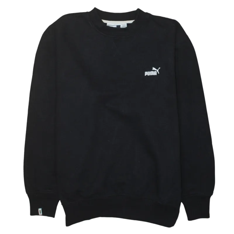 Puma Black Sweatshirt Men’s Large Embroidered Chest Logo Ribbed Cuffs Crewneck Pullover made by Puma