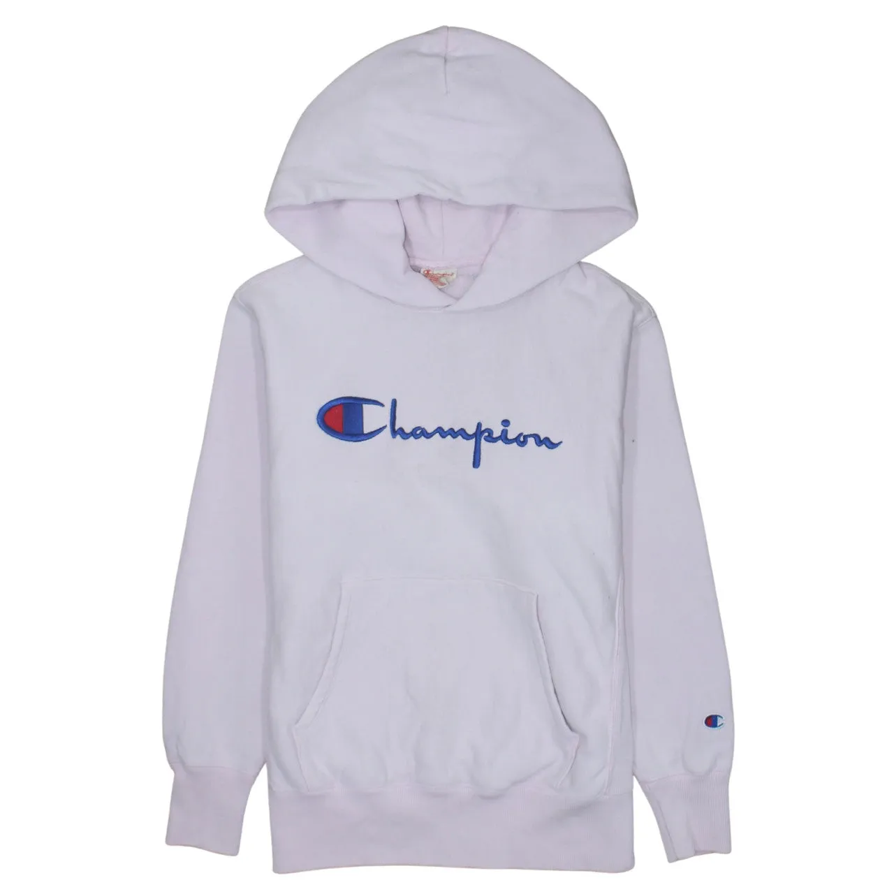 Champion Light Pink Hoodie Men's XSmall Embroidered Script Logo Front Pocket Pullover Sweatshirt sold by Vintage Club