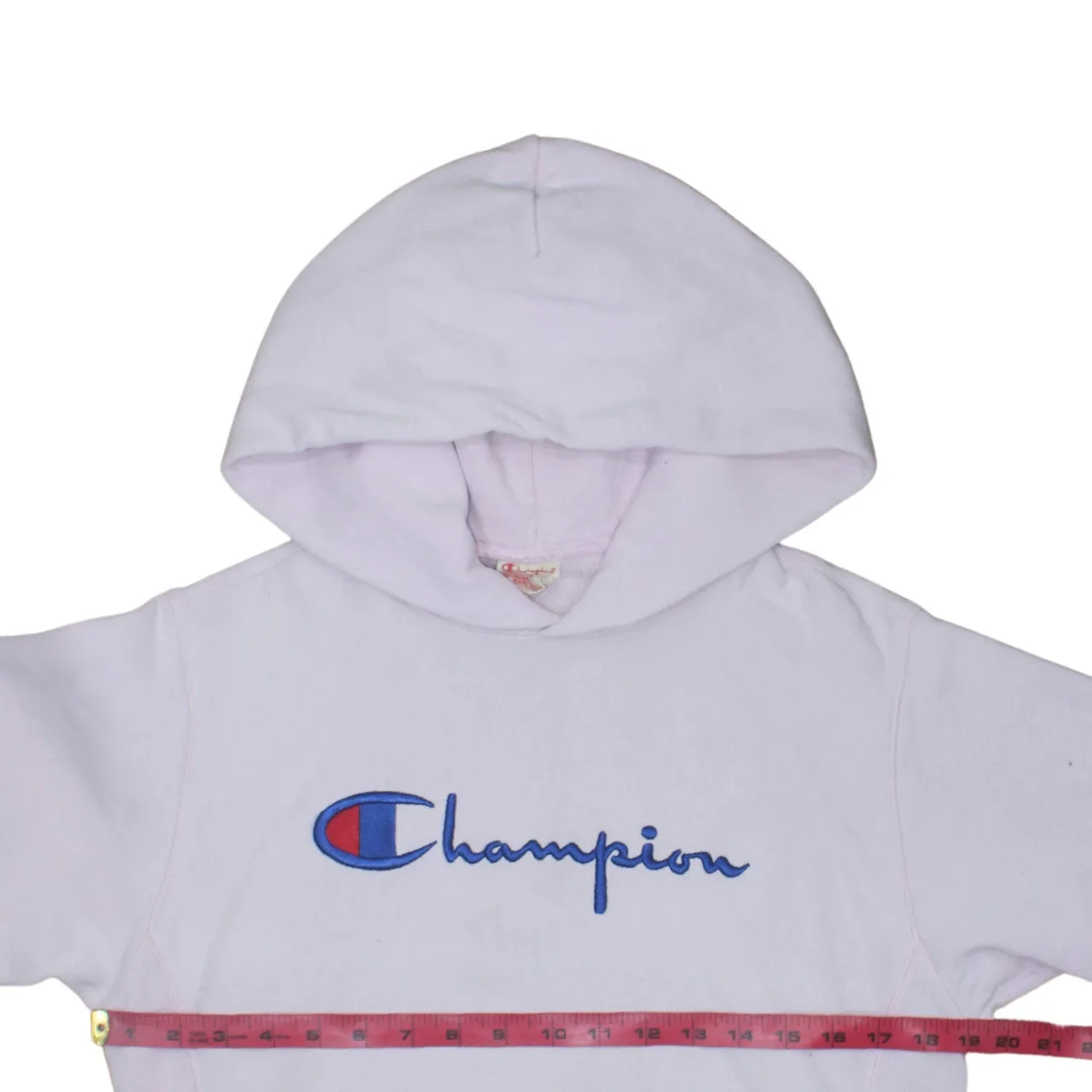 Champion Light Pink Hoodie Men's XSmall Embroidered Script Logo Front Pocket Pullover Sweatshirt sold by Vintage Club product image thumbnail 5