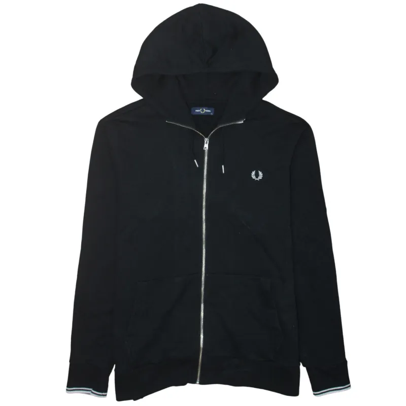 Fred Perry Black Zip Hoodie Women’s XXLarge Embroidered Laurel Logo Front Pockets Sweatshirt made by Fred Perry