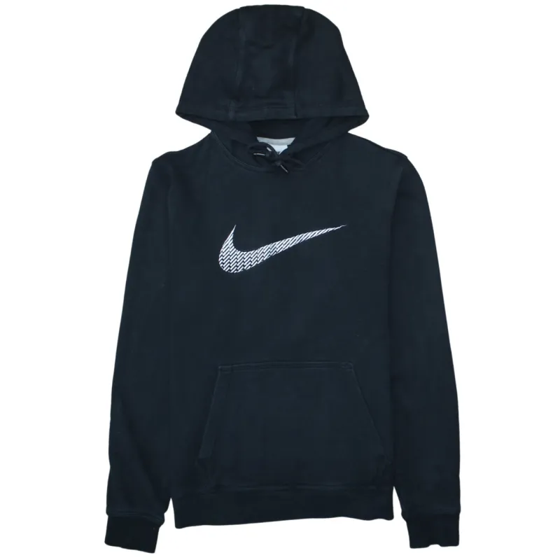Nike Black Hoodie Women’s Medium Printed Swoosh Logo Front Pocket Pullover Sweatshirt sold by Vintage Club