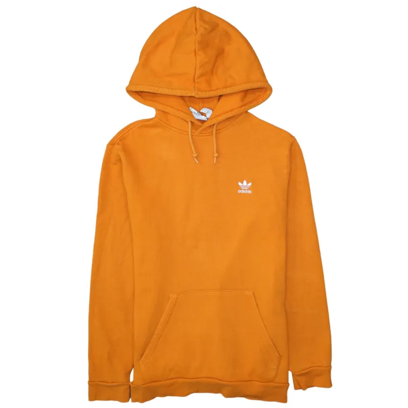 Adidas Orange Hoodie Women’s Medium Embroidered Trefoil Logo Front Pocket Pullover Sweatshirt made by Adidas