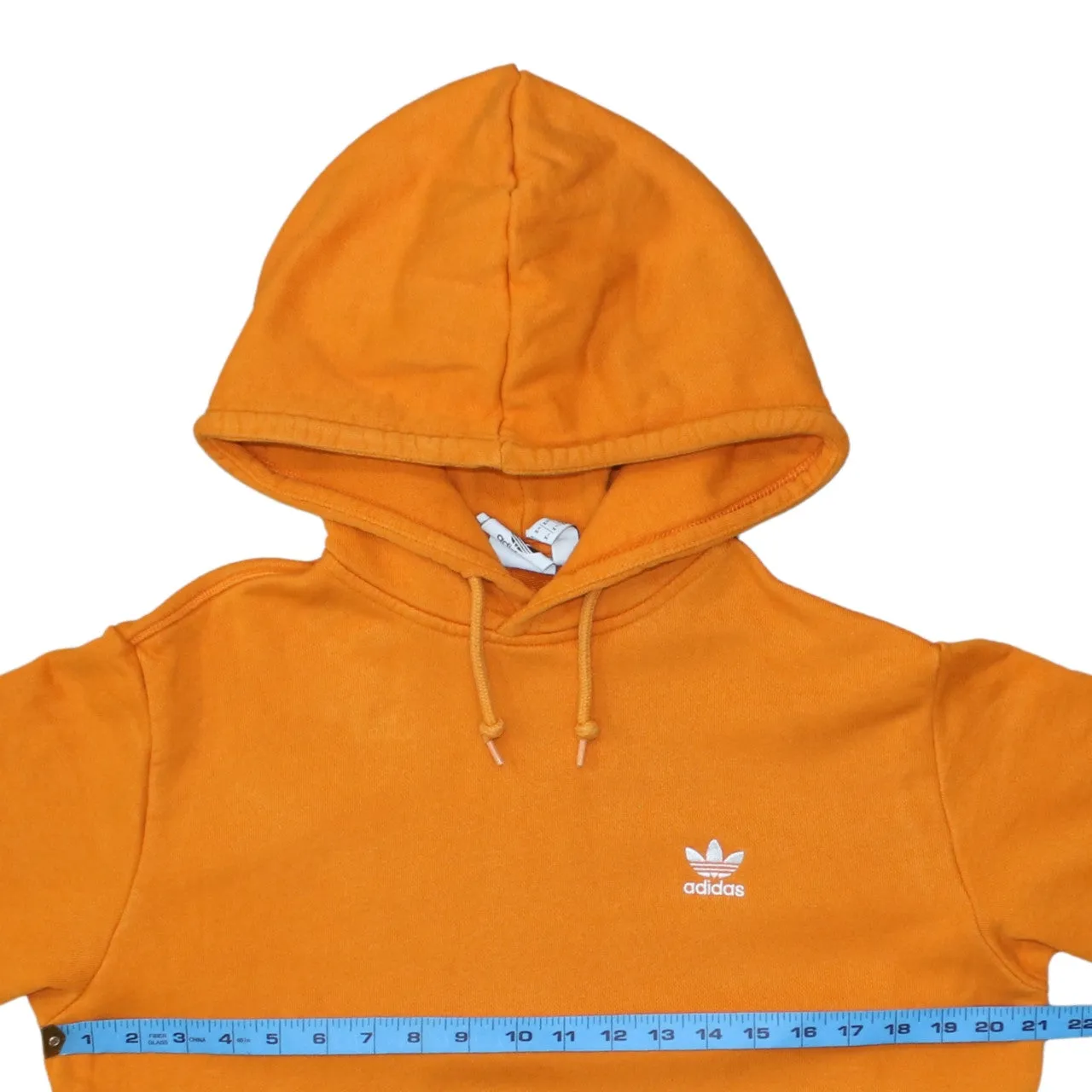 Adidas Orange Hoodie Women’s Medium Embroidered Trefoil Logo Front Pocket Pullover Sweatshirt sold by Vintage Club product image thumbnail 5