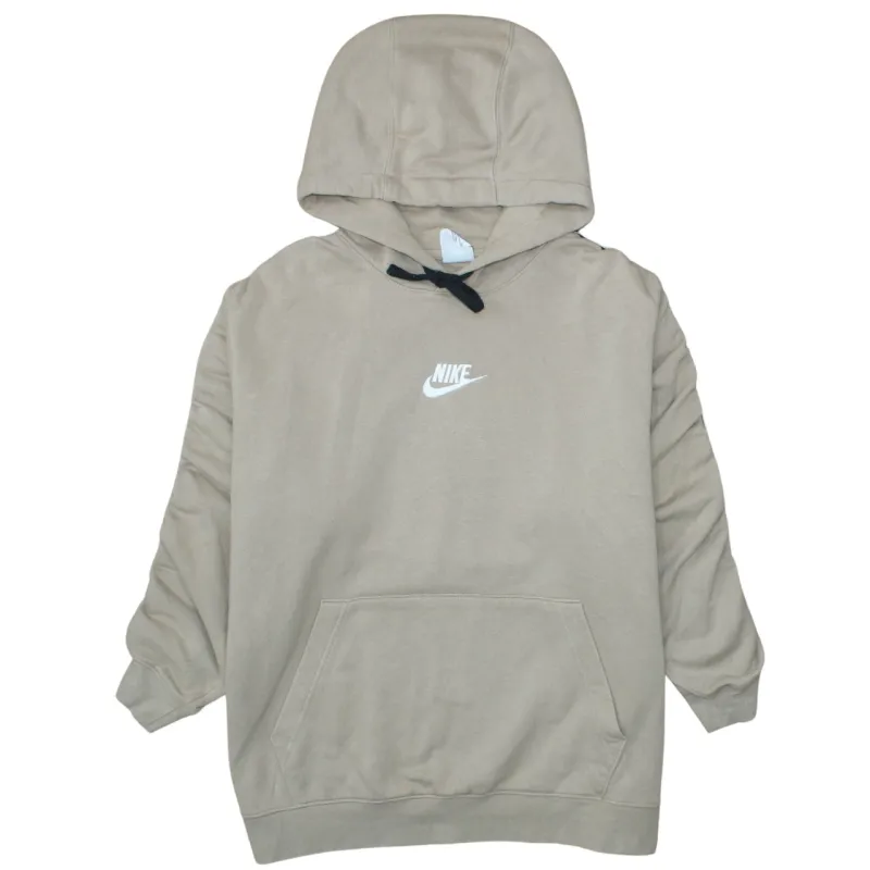 Nike Beige Cream Hoodie Men's XLarge Embroidered Swoosh Logo Front Pocket Pullover Sweatshirt made by Nike