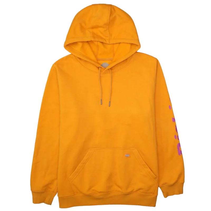Dickies Orange Hoodie Women’s XXLarge Printed Sleeve Logo Front Pocket Pullover Sweatshirt made by Dickies