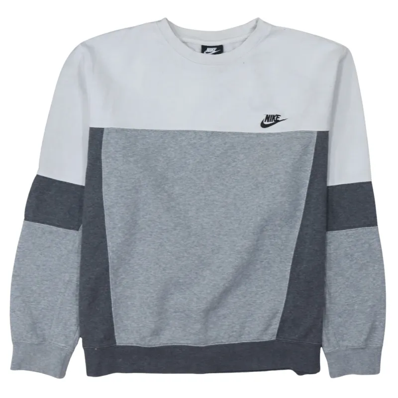 Nike Grey Colour Block Sweatshirt Men's Large Embroidered Swoosh Crewneck Pullover Fleece Top sold by Vintage Club