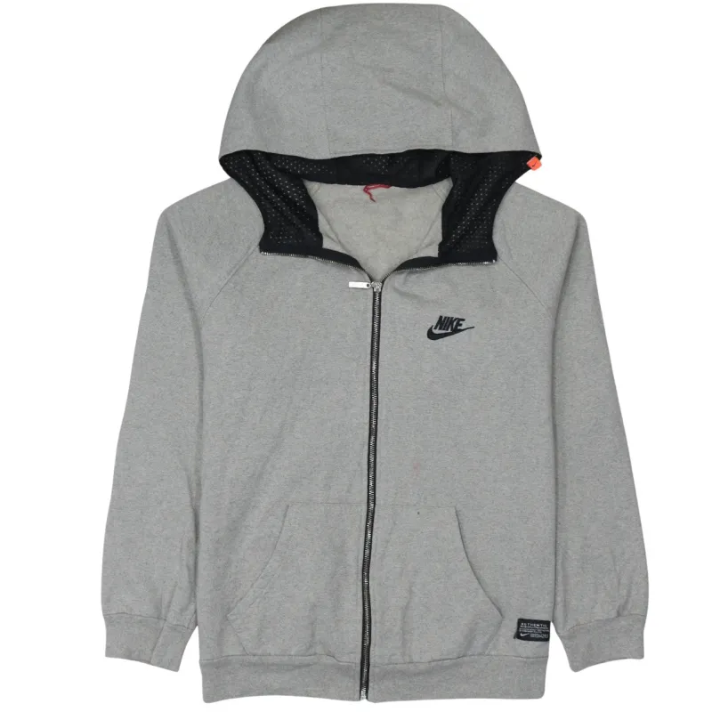 Nike Grey Full Zip Hoodie Men's Medium Embroidered Swoosh Mesh Lined Pockets Sweatshirt made by Nike