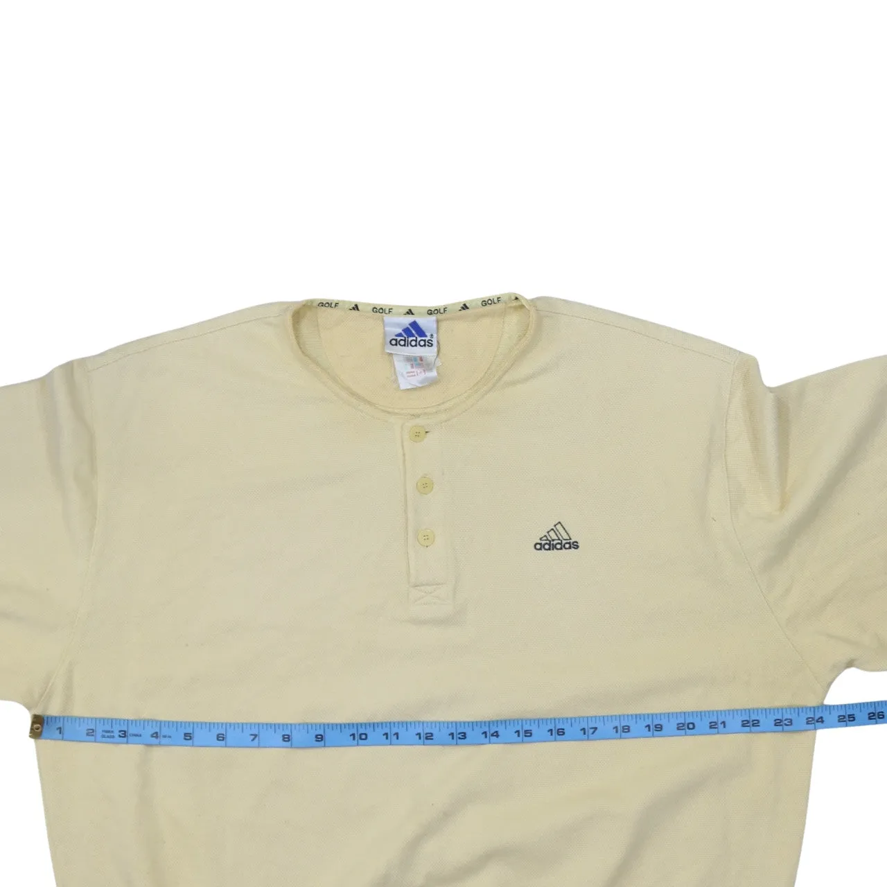 Adidas Cream Henley Sweatshirt Men’s Medium Embroidered Logo Ribbed Cuffs Pullover Top sold by Vintage Club product image thumbnail 5
