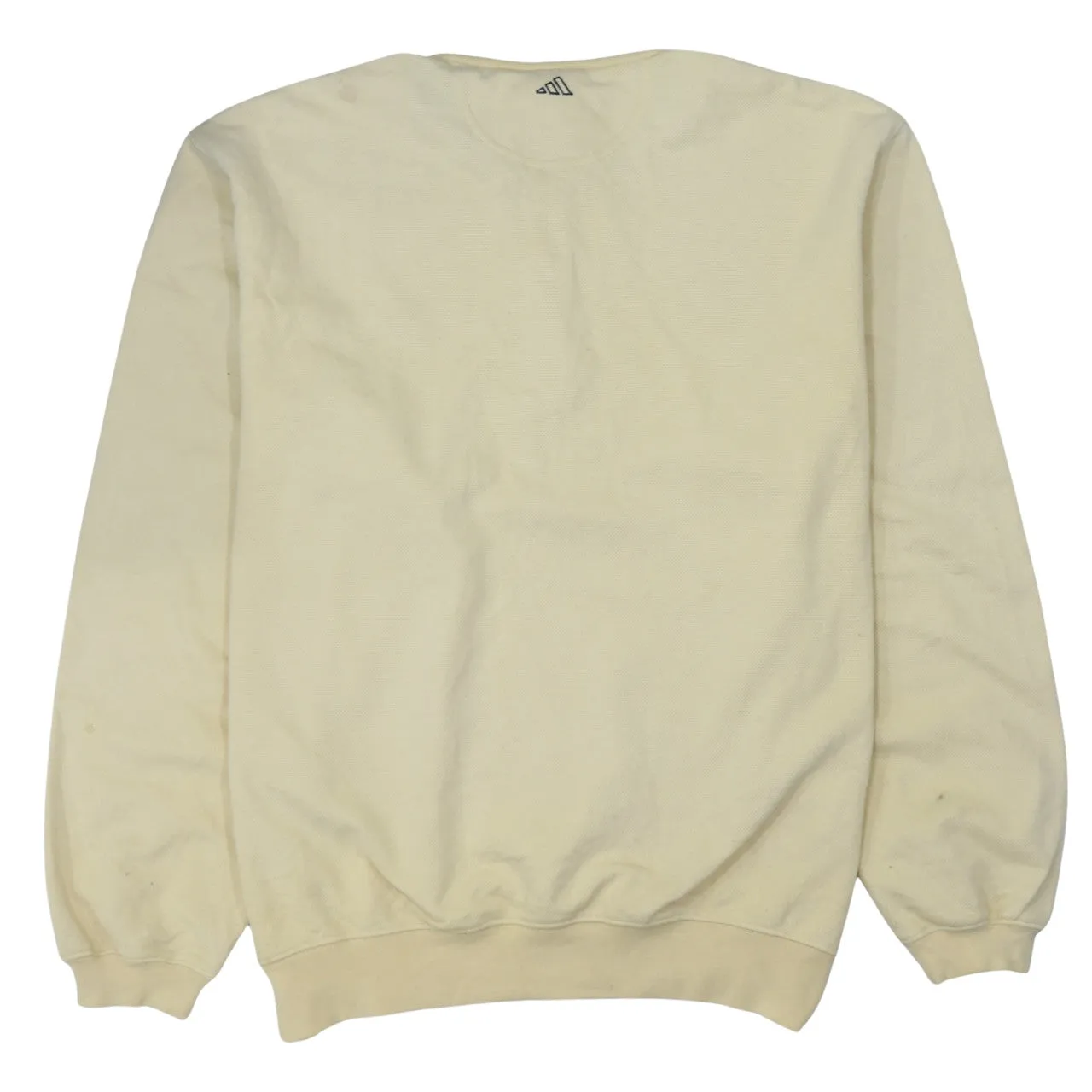 Adidas Cream Henley Sweatshirt Men’s Medium Embroidered Logo Ribbed Cuffs Pullover Top sold by Vintage Club product image thumbnail 2