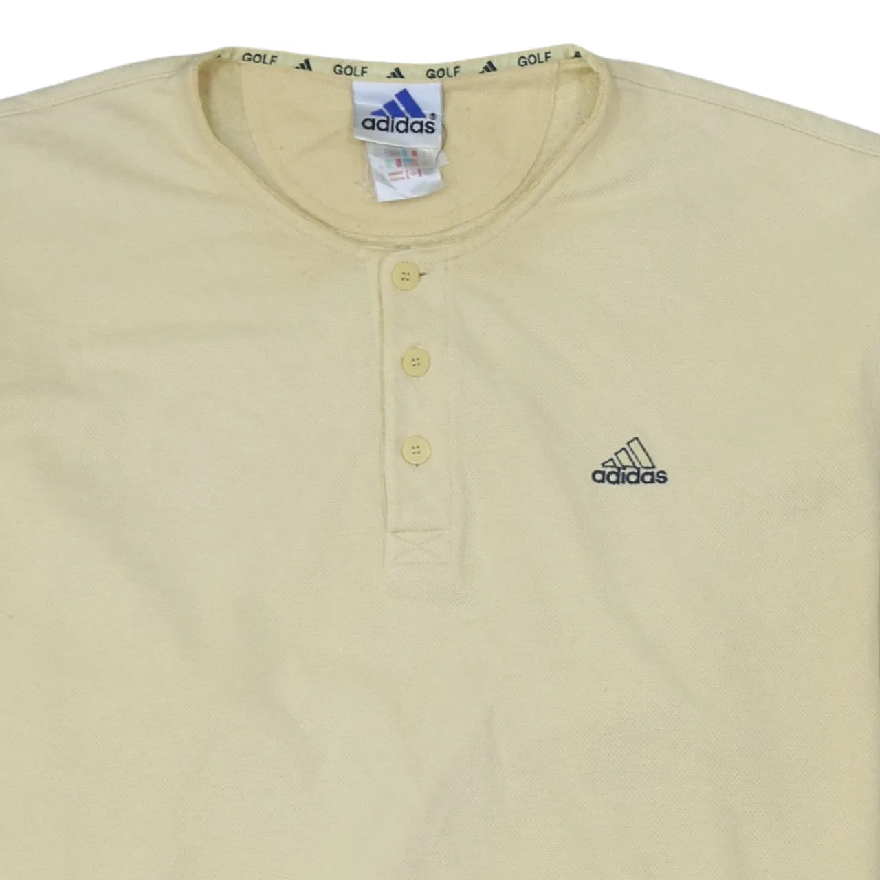 Adidas Cream Henley Sweatshirt Men’s Medium Embroidered Logo Ribbed Cuffs Pullover Top sold by Vintage Club product image thumbnail 3