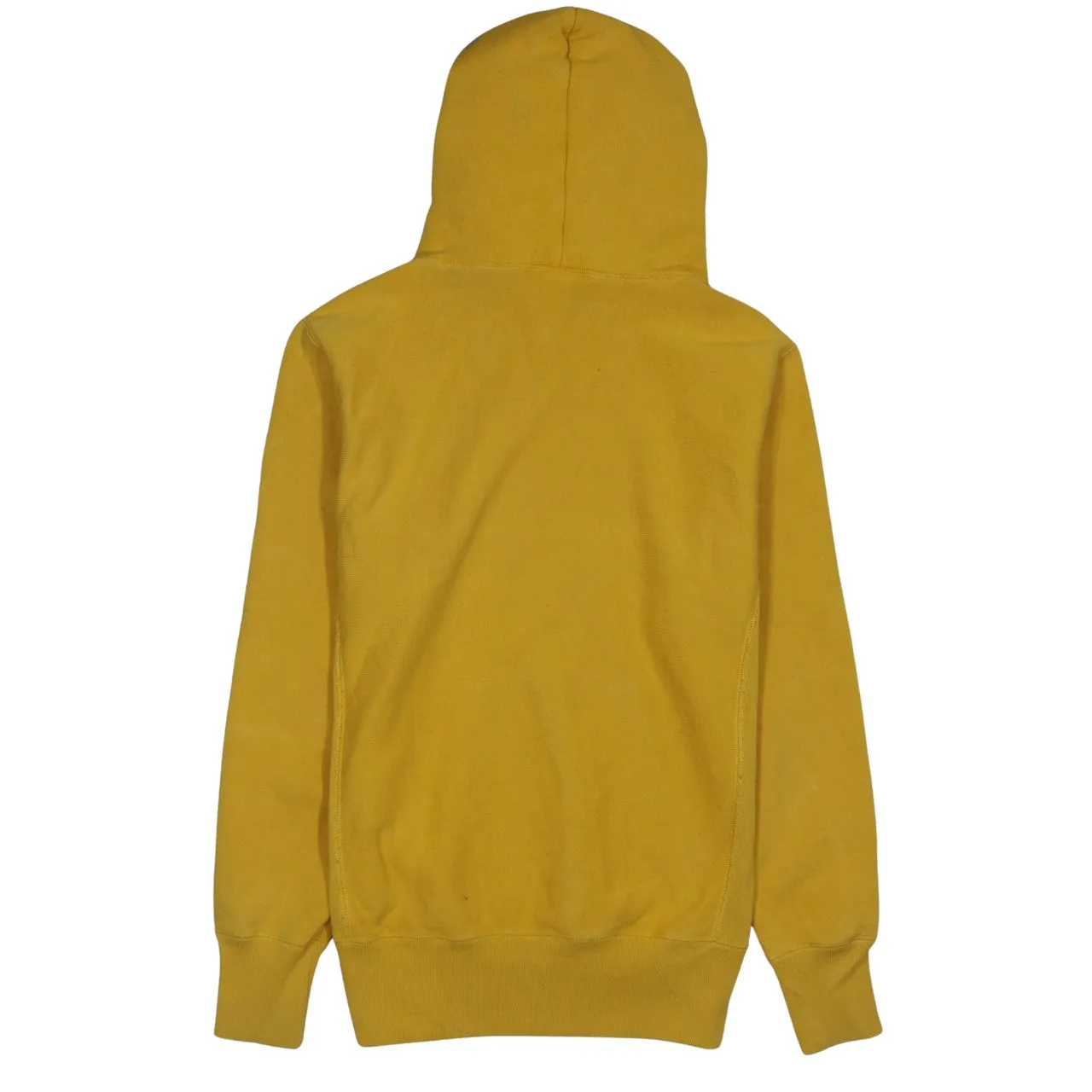 Champion Yellow Hoodie Men’s Small Embroidered Chest Logo Cuff Patch Pullover Sweatshirt sold by Vintage Club product image thumbnail 2