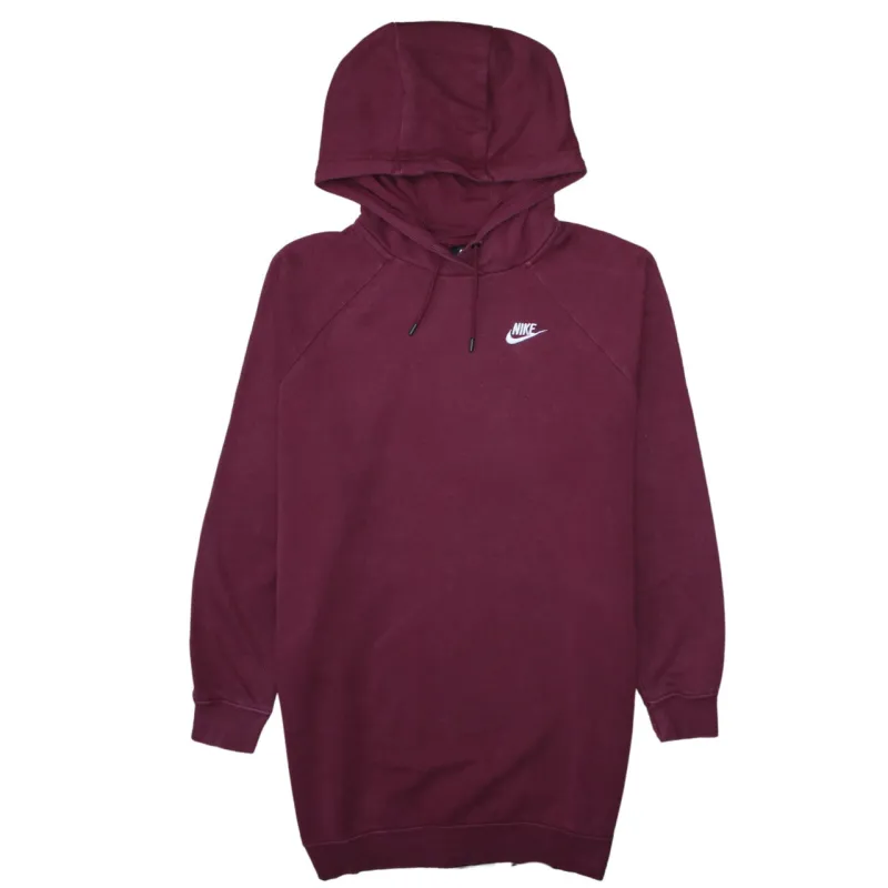 Nike Burgundy Red Hoodie Men's Medium Embroidered Swoosh Longline Pullover Sweatshirt made by Nike