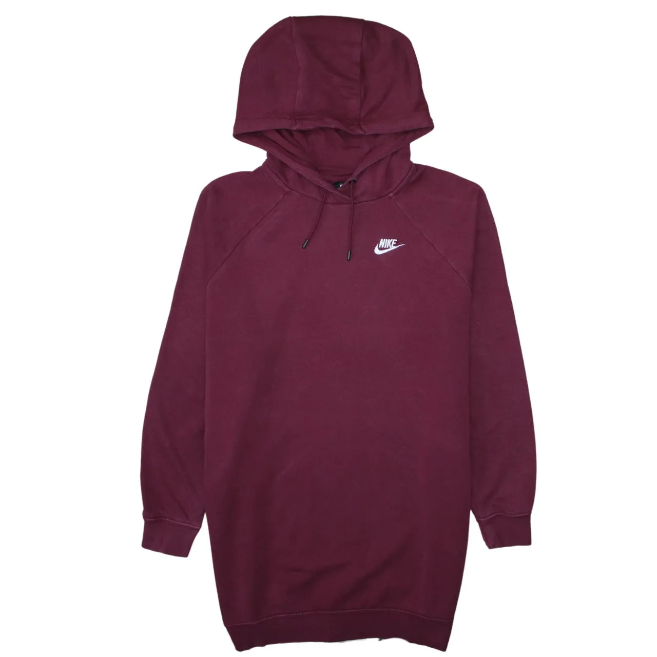 Nike Burgundy Red Hoodie Men's Medium Embroidered Swoosh Longline Pullover Sweatshirt sold by Vintage Club