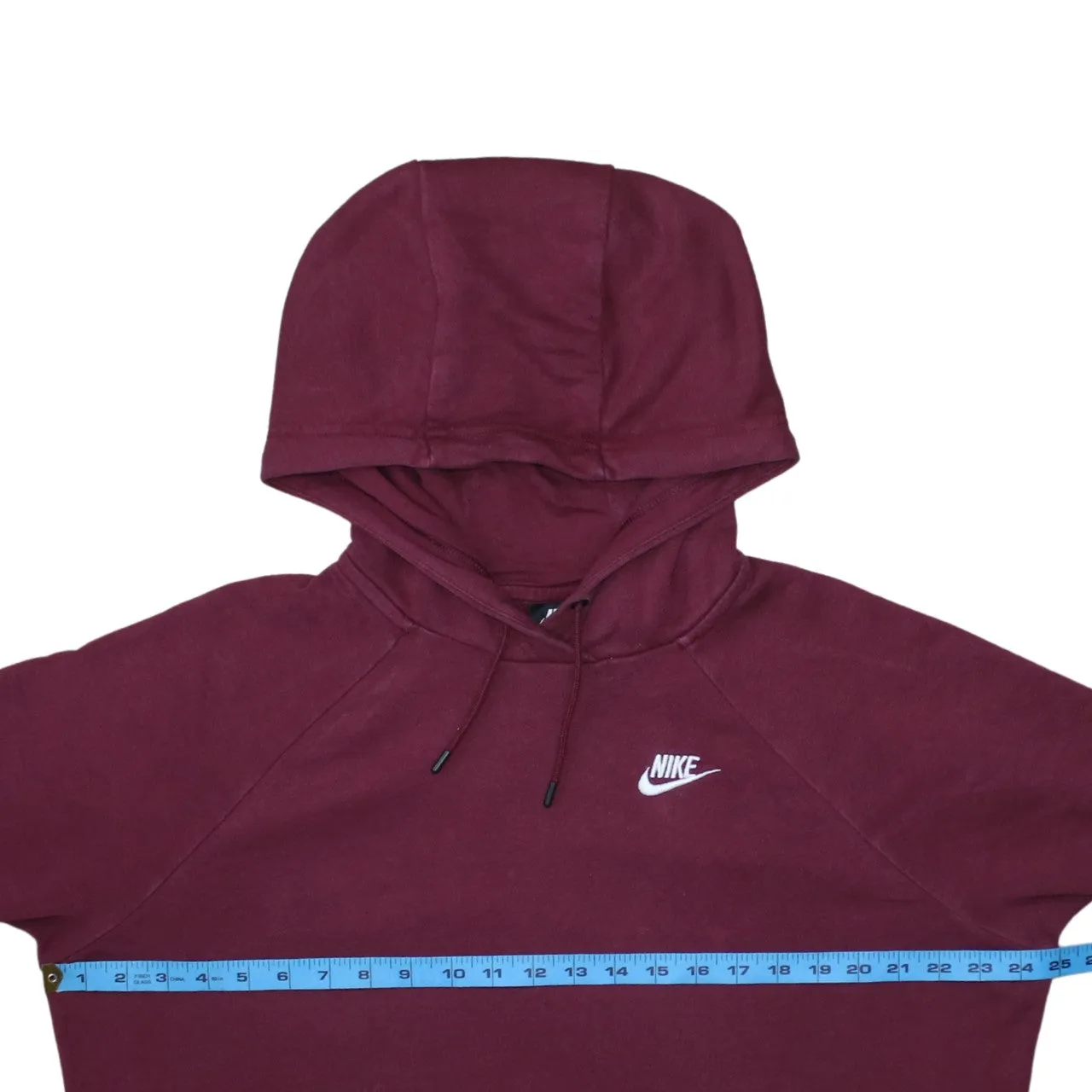 Nike Burgundy Red Hoodie Men's Medium Embroidered Swoosh Longline Pullover Sweatshirt sold by Vintage Club product image thumbnail 5