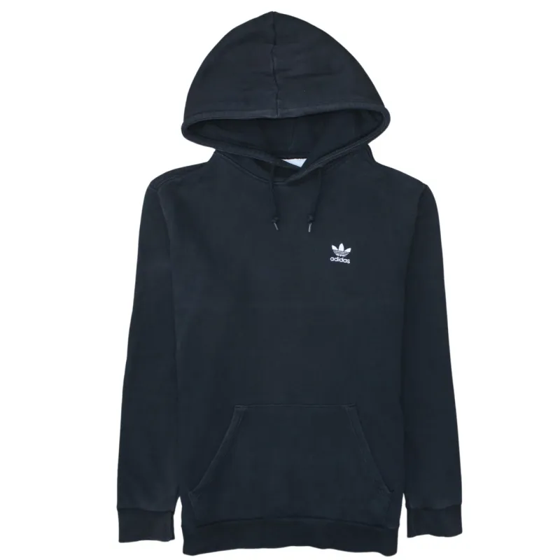 Adidas Black Hoodie Men's Medium Trefoil Embroidered Logo Front Pocket Pullover Sweatshirt sold by Vintage Club