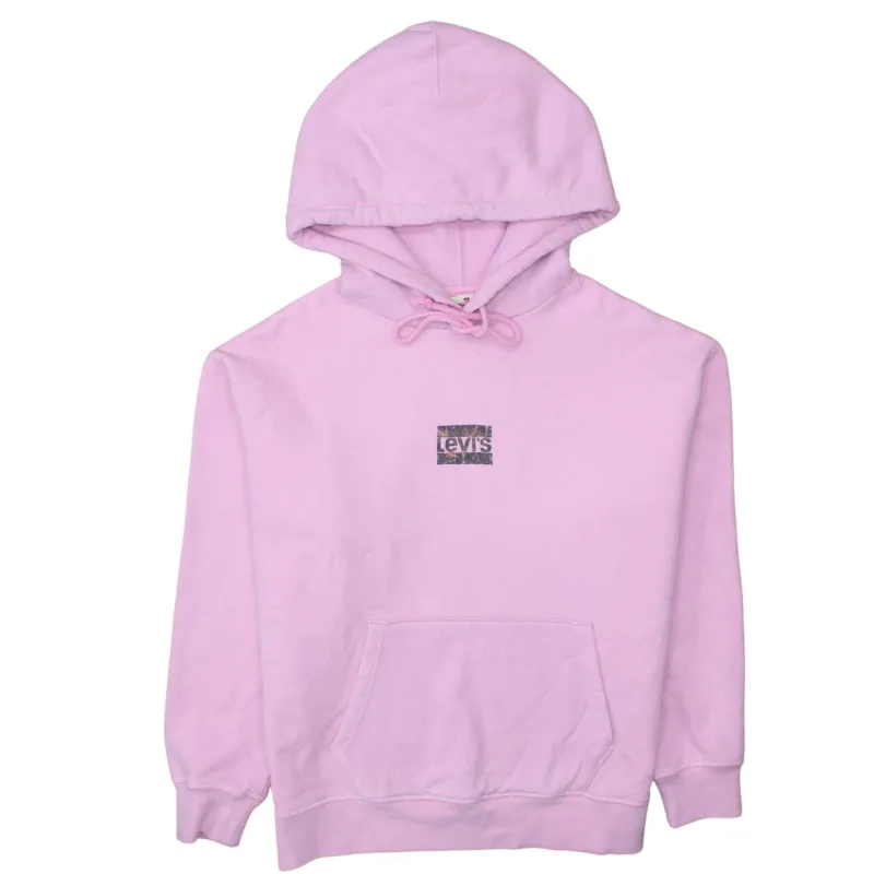 Levi's Light Pink Hoodie Men's Medium Printed Chest Logo Front Pocket Pullover Sweatshirt sold by Vintage Club