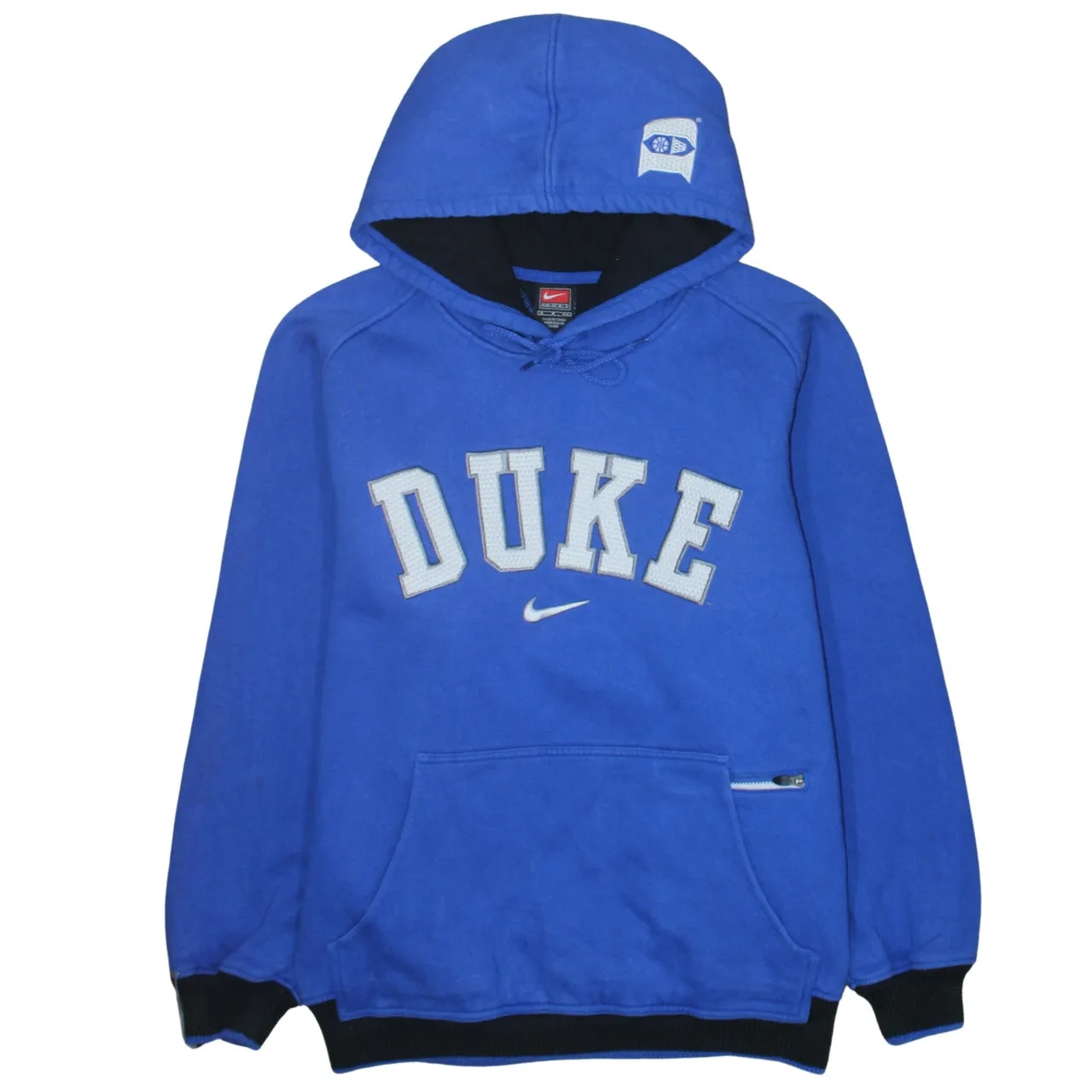 Nike Royal Blue Hoodie Men's Small Duke Embroidered Spellout Logo Zip Pocket Sweatshirt sold by Vintage Club
