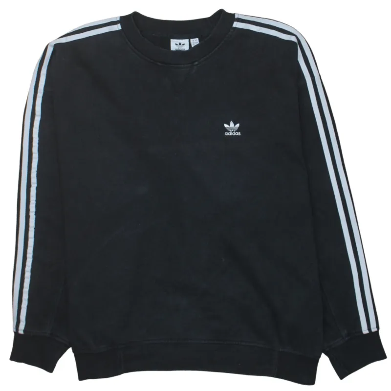 Adidas Black Sweatshirt Women's XXXLarge Embroidered Trefoil Logo Three Stripe Sleeves Pullover sold by Vintage Club