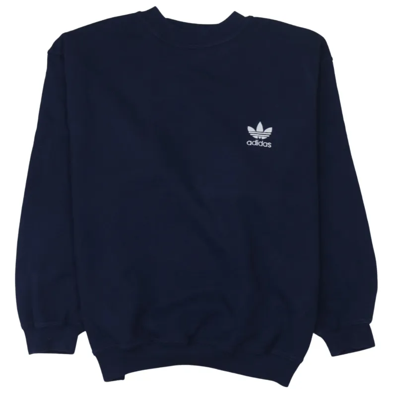 Adidas Navy Blue Sweatshirt Men's Large Trefoil Embroidered Logo Crewneck Pullover Jumper sold by Vintage Club