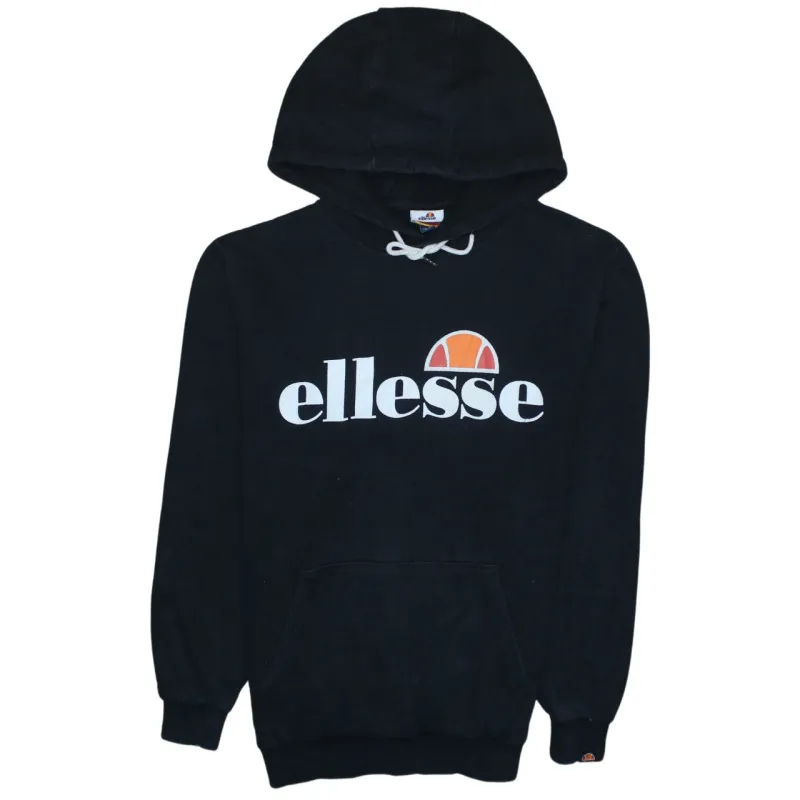 Ellesse Black Hoodie Women’s Medium Printed Logo Front Pocket Pullover Sweatshirt made by Ellesse