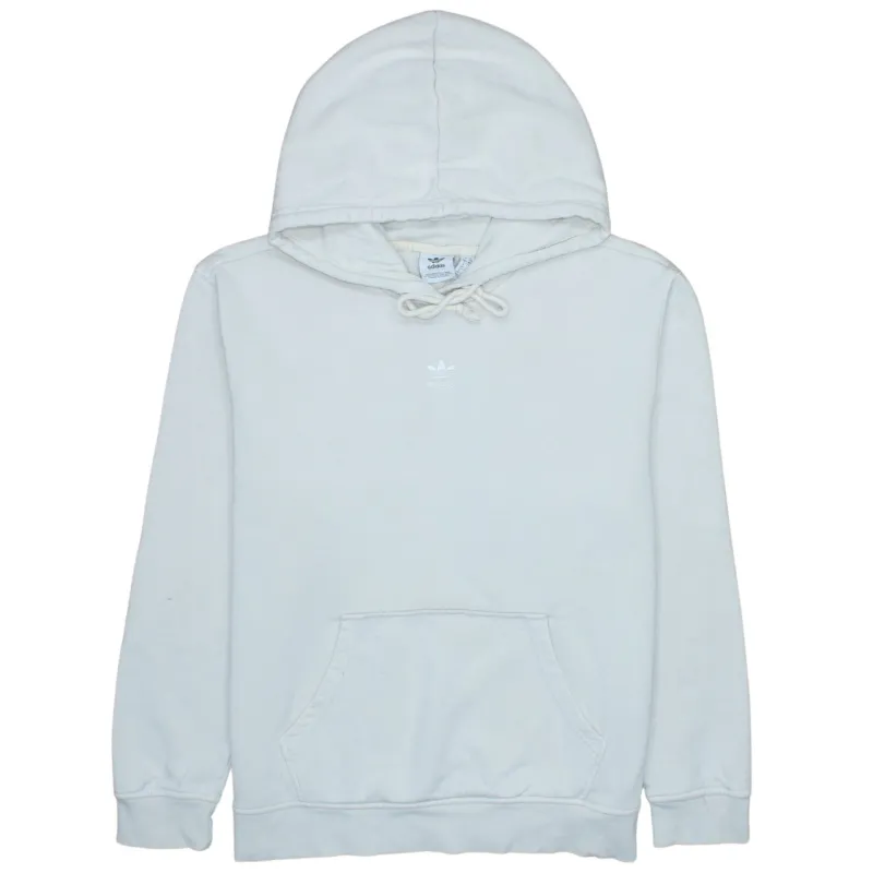 Adidas Cream Hoodie Women’s Medium Embroidered Trefoil Logo Front Pocket Pullover Sweatshirt sold by Vintage Club