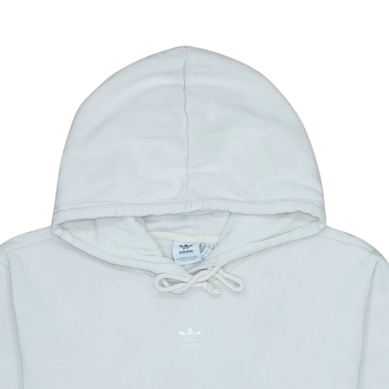 Adidas Cream Hoodie Women’s Medium Embroidered Trefoil Logo Front Pocket Pullover Sweatshirt sold by Vintage Club product image thumbnail 3