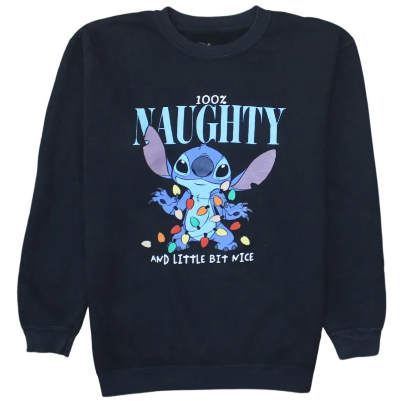 Disney Black Sweatshirt Men's XLarge Printed Stitch Naughty Christmas Graphic Pullover Top sold by Vintage Club