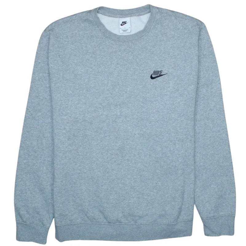 Nike Grey Crewneck Sweatshirt Men's Medium Embroidered Swoosh Logo Fleece Pullover Jumper sold by Vintage Club
