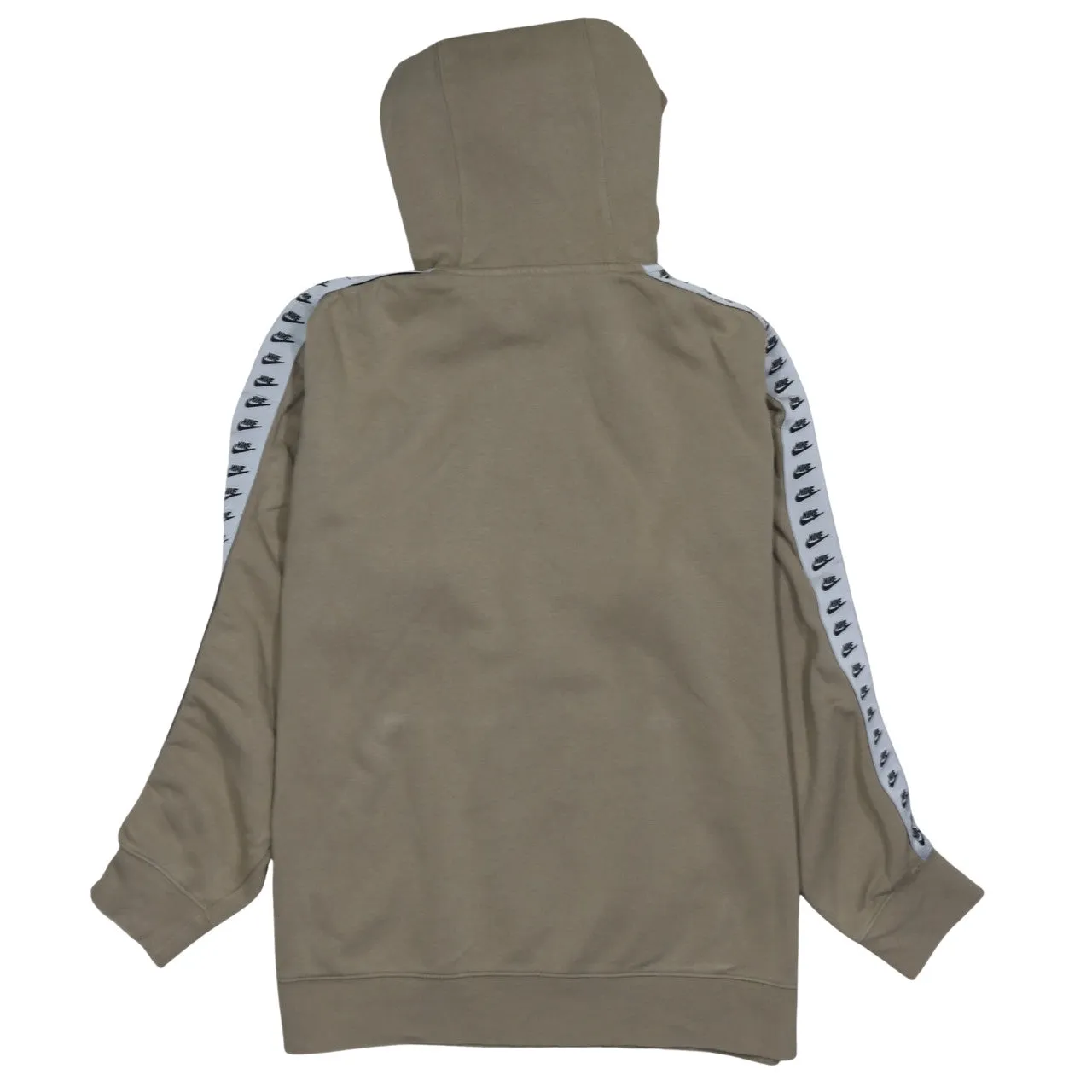 Nike Beige Hoodie Women’s Large Embroidered Chest Logo Taped Sleeve Pullover Sweatshirt sold by Vintage Club product image thumbnail 2